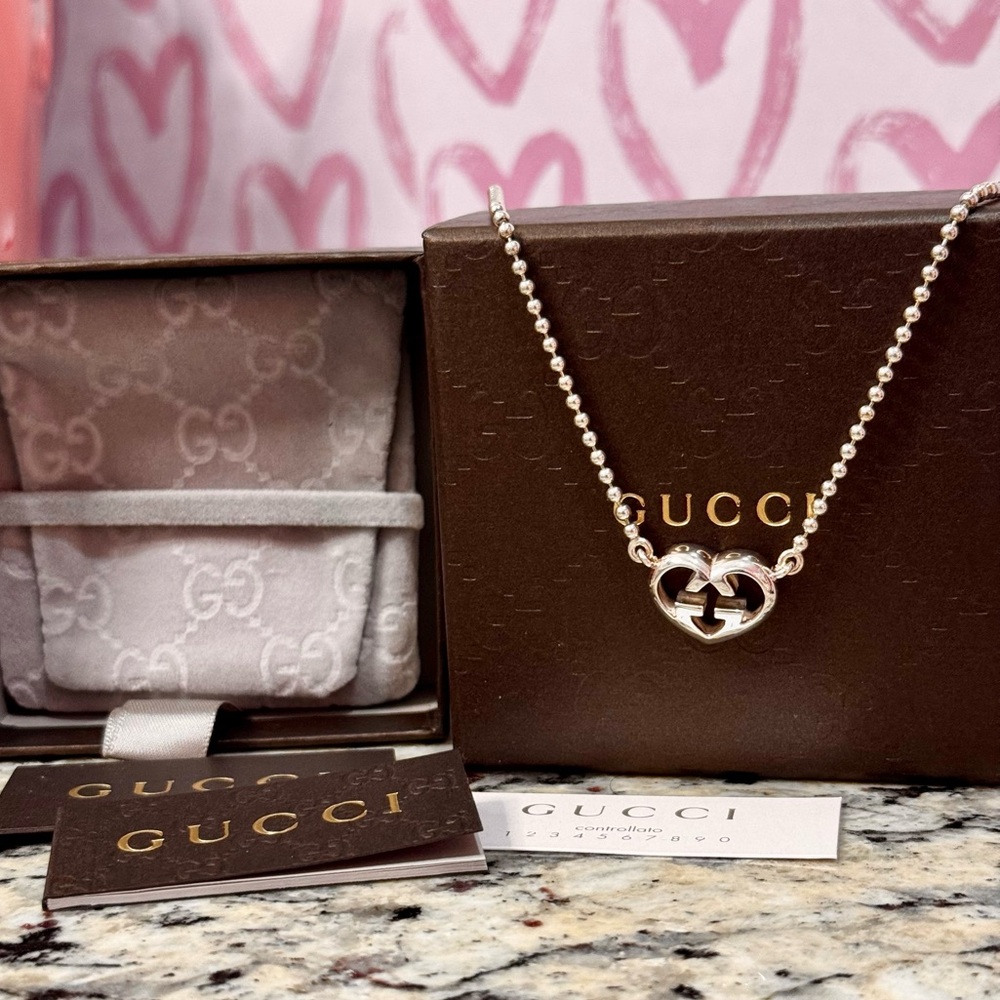 Gucci Silver Heart Necklace